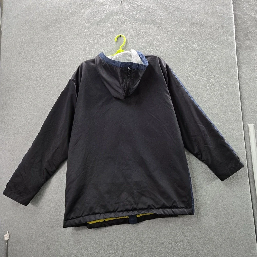VINTAGE Nike Women Jacket XL Black Nylon Rain Coat Longline Hooded Y2K READ